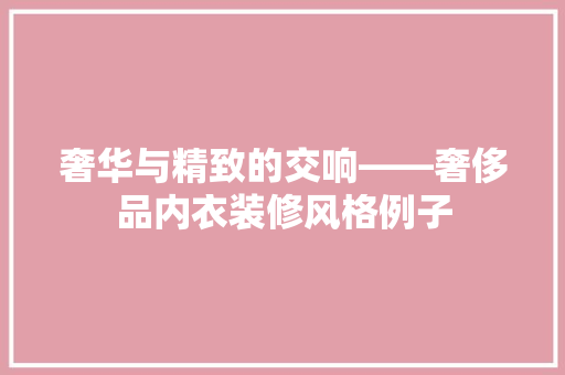 奢华与精致的交响——奢侈品内衣装修风格例子