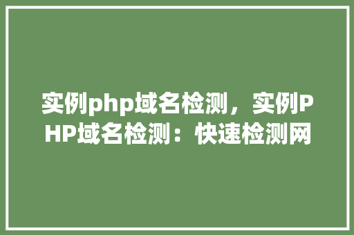 实例php域名检测，实例PHP域名检测：快速检测网站域名是否有效