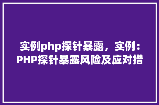 实例php探针暴露，实例：PHP探针暴露风险及应对措施详解