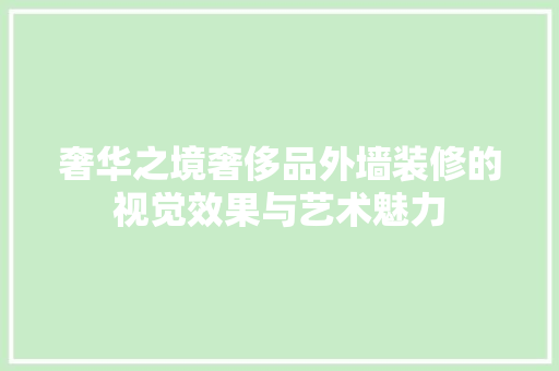 奢华之境奢侈品外墙装修的视觉效果与艺术魅力