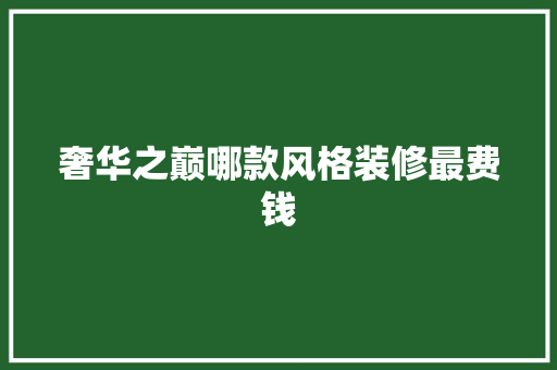奢华之巅哪款风格装修最费钱