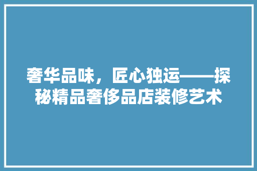 奢华品味，匠心独运——探秘精品奢侈品店装修艺术