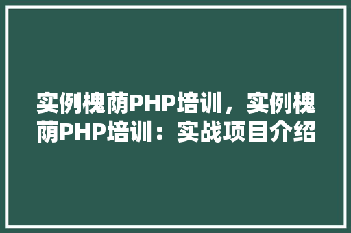实例槐荫PHP培训，实例槐荫PHP培训：实战项目介绍与学习指南