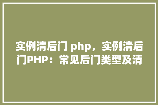 实例清后门 php，实例清后门PHP：常见后门类型及清除方法详解