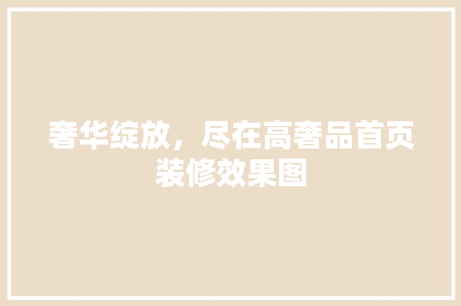 奢华绽放，尽在高奢品首页装修效果图
