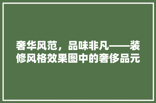 奢华风范，品味非凡——装修风格效果图中的奢侈品元素