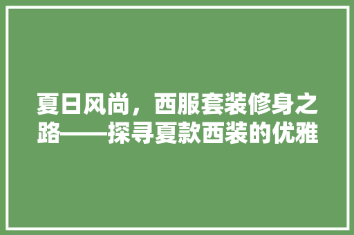 夏日风尚，西服套装修身之路——探寻夏款西装的优雅与适用