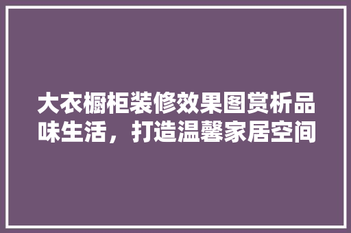大衣橱柜装修效果图赏析品味生活，打造温馨家居空间