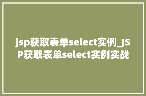 jsp获取表单select实例_JSP获取表单select实例实战方法与例子分析