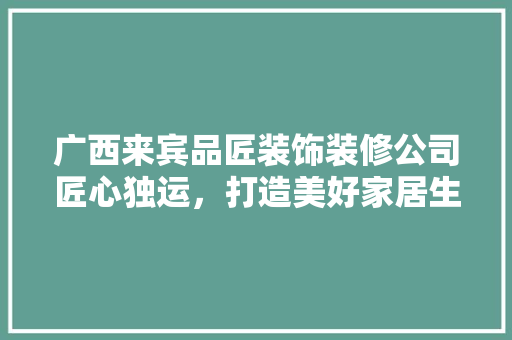 广西来宾品匠装饰装修公司匠心独运，打造美好家居生活