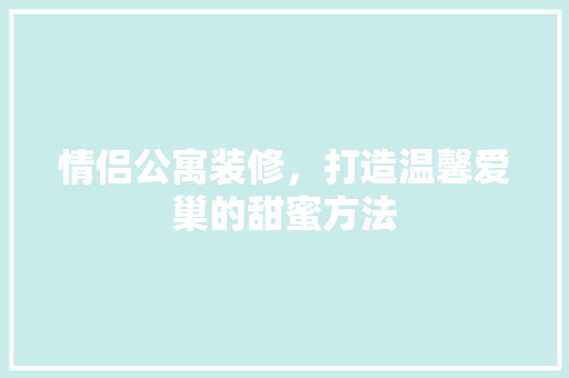情侣公寓装修，打造温馨爱巢的甜蜜方法