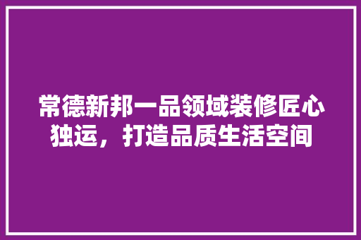 常德新邦一品领域装修匠心独运，打造品质生活空间