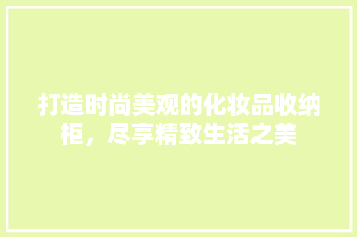 打造时尚美观的化妆品收纳柜，尽享精致生活之美