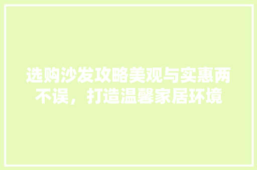 选购沙发攻略美观与实惠两不误，打造温馨家居环境