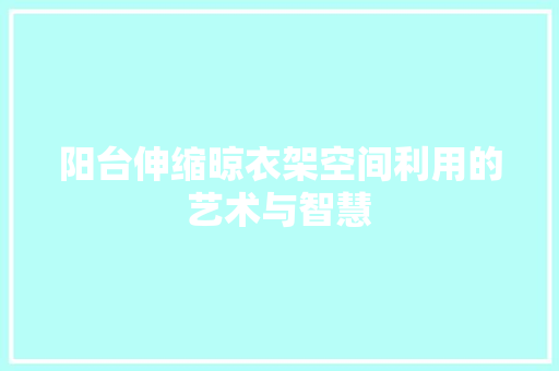 阳台伸缩晾衣架空间利用的艺术与智慧