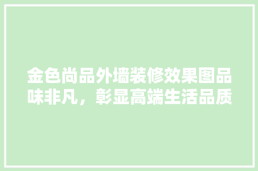 金色尚品外墙装修效果图品味非凡，彰显高端生活品质