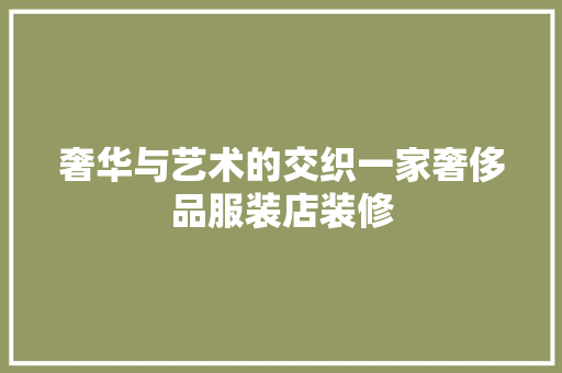 奢华与艺术的交织一家奢侈品服装店装修