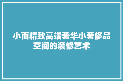 小而精致高端奢华小奢侈品空间的装修艺术