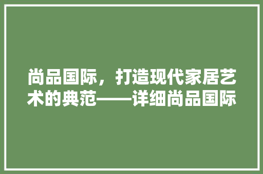 尚品国际，打造现代家居艺术的典范——详细尚品国际房屋装修效果图