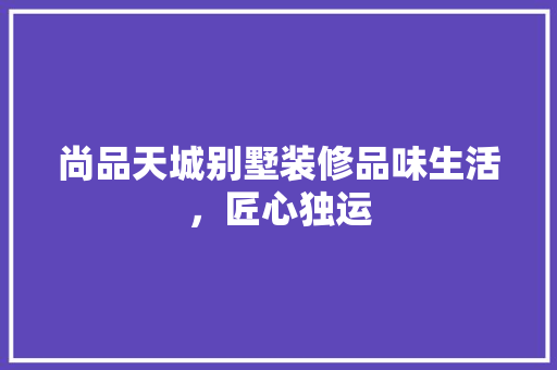 尚品天城别墅装修品味生活，匠心独运