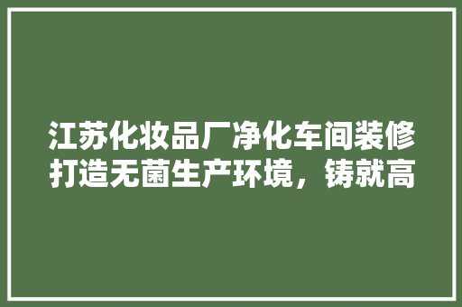 江苏化妆品厂净化车间装修打造无菌生产环境，铸就高品质化妆品