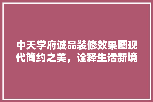 中天学府诚品装修效果图现代简约之美，诠释生活新境界