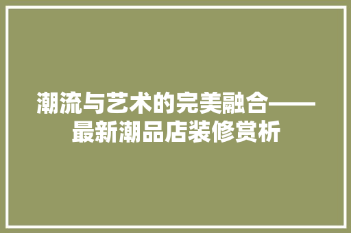潮流与艺术的完美融合——最新潮品店装修赏析