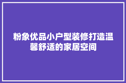 粉象优品小户型装修打造温馨舒适的家居空间