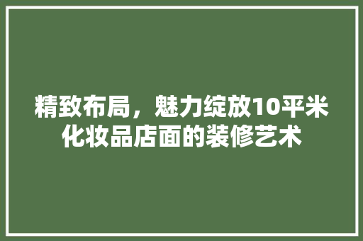 精致布局，魅力绽放10平米化妆品店面的装修艺术