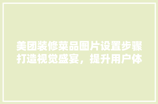 美团装修菜品图片设置步骤打造视觉盛宴，提升用户体验