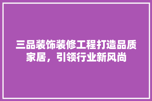 三品装饰装修工程打造品质家居，引领行业新风尚