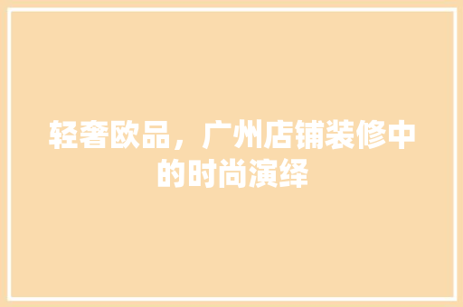 轻奢欧品，广州店铺装修中的时尚演绎