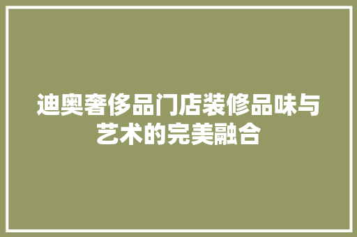 迪奥奢侈品门店装修品味与艺术的完美融合