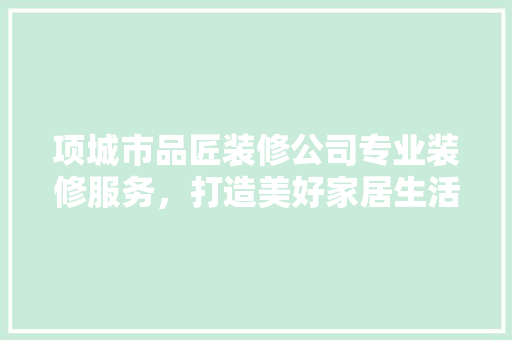 项城市品匠装修公司专业装修服务，打造美好家居生活
