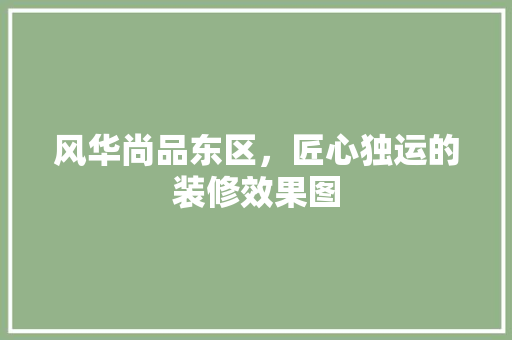 风华尚品东区，匠心独运的装修效果图