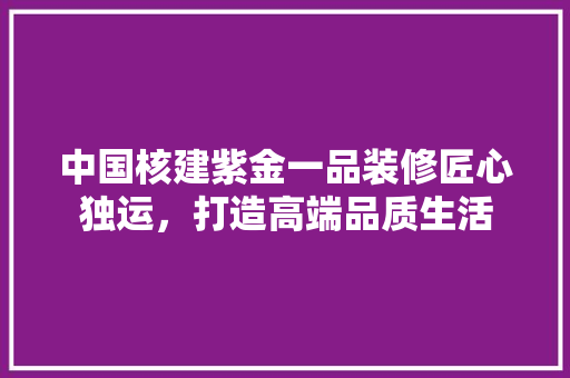 中国核建紫金一品装修匠心独运，打造高端品质生活
