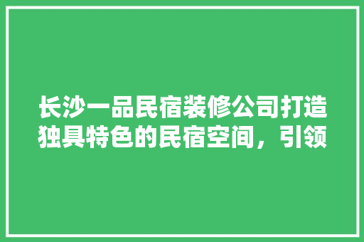 长沙一品民宿装修公司打造独具特色的民宿空间，引领民宿行业新潮流