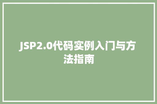 JSP2.0代码实例入门与方法指南