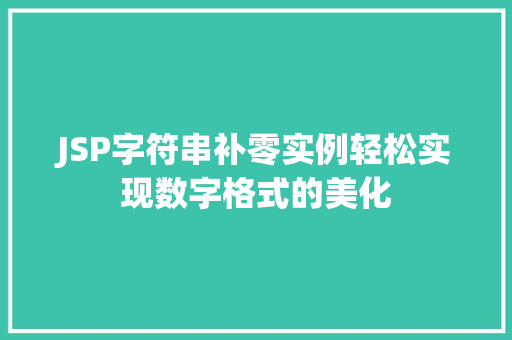 JSP字符串补零实例轻松实现数字格式的美化