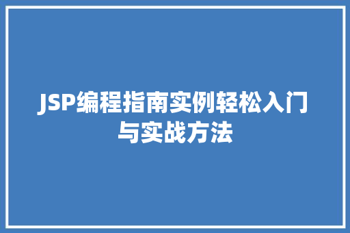 JSP编程指南实例轻松入门与实战方法