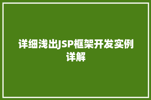 详细浅出JSP框架开发实例详解 详细浅出JSP框架开发实例详解