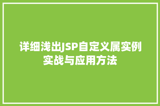 详细浅出JSP自定义属实例实战与应用方法