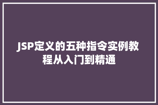JSP定义的五种指令实例教程从入门到精通 JSP定义的五种指令实例教程从入门到精通