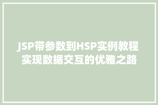 JSP带参数到HSP实例教程实现数据交互的优雅之路 JSP带参数到HSP实例教程实现数据交互的优雅之路