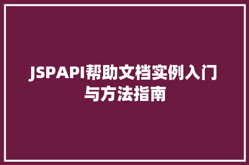 JSPAPI帮助文档实例入门与方法指南