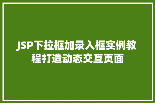 JSP下拉框加录入框实例教程打造动态交互页面
