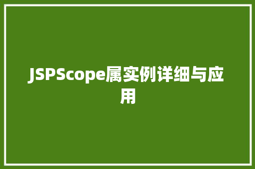JSPScope属实例详细与应用