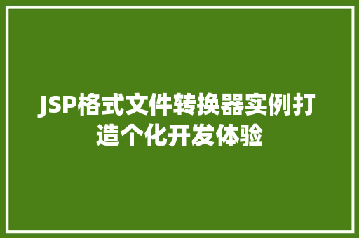 JSP格式文件转换器实例打造个化开发体验