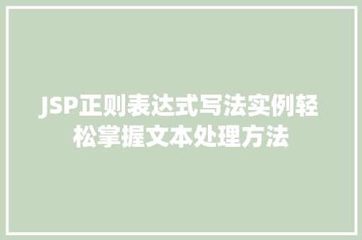JSP正则表达式写法实例轻松掌握文本处理方法 JSP正则表达式写法实例轻松掌握文本处理方法