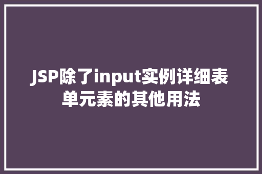 JSP除了input实例详细表单元素的其他用法 JSP除了input实例详细表单元素的其他用法